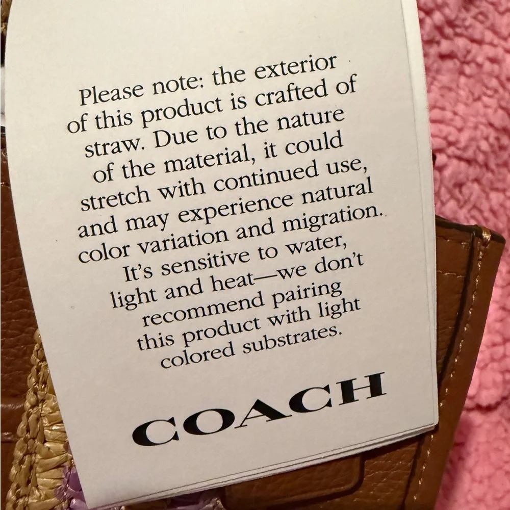 Coach Satchel Crossbody leather Raffia Brown Tan and Purple NWT - Picture 3 of 12